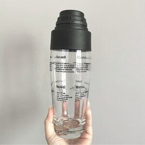 Glass Cocktail Shaker w/ Plastic Lid Bilingual Recipes - 3-piece